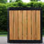Tables de patio modernes, table d'appoint compacte en métal avec plateau en bois d'acacia, pour terrasse ou piscine-513903582