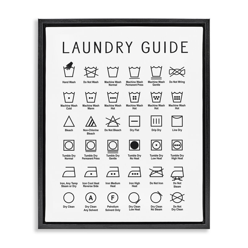 «Minimal Laundry Guide» encadrée par Floater, Cadre flottant noir de jais, H 21 po x l 17 po
