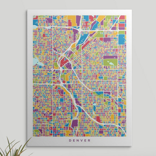17 Stories Denver Colorado Street Map by Michael Tompsett Print | Wayfair