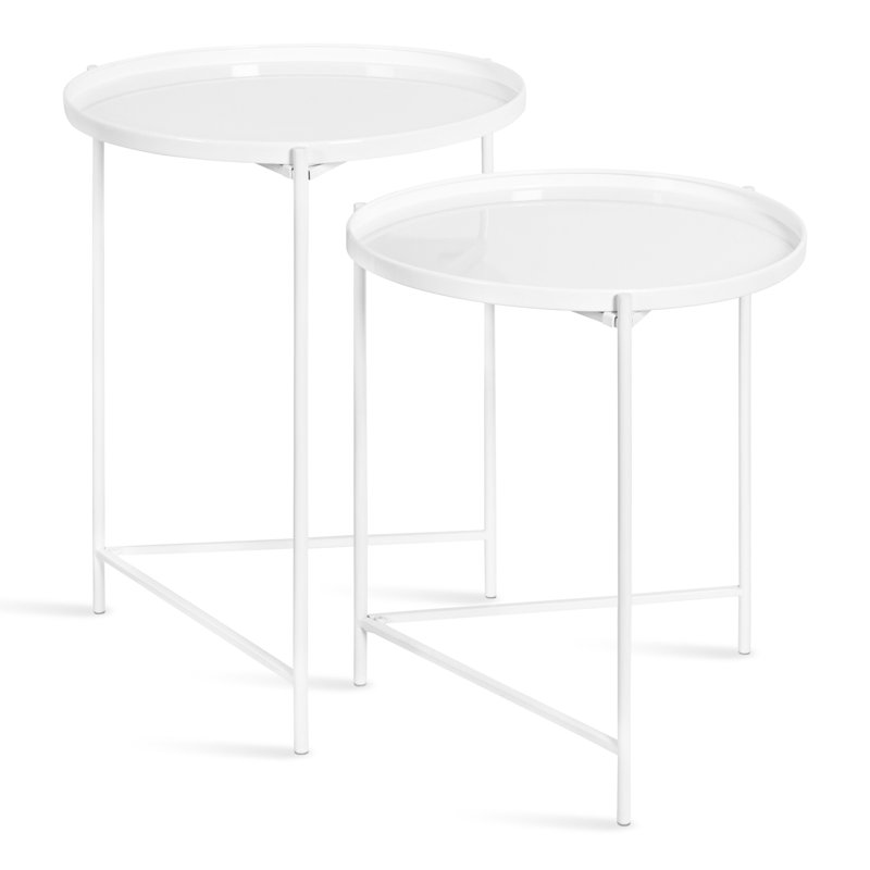 Gwynn Tray Top Nesting Tables, White Top/White Base
