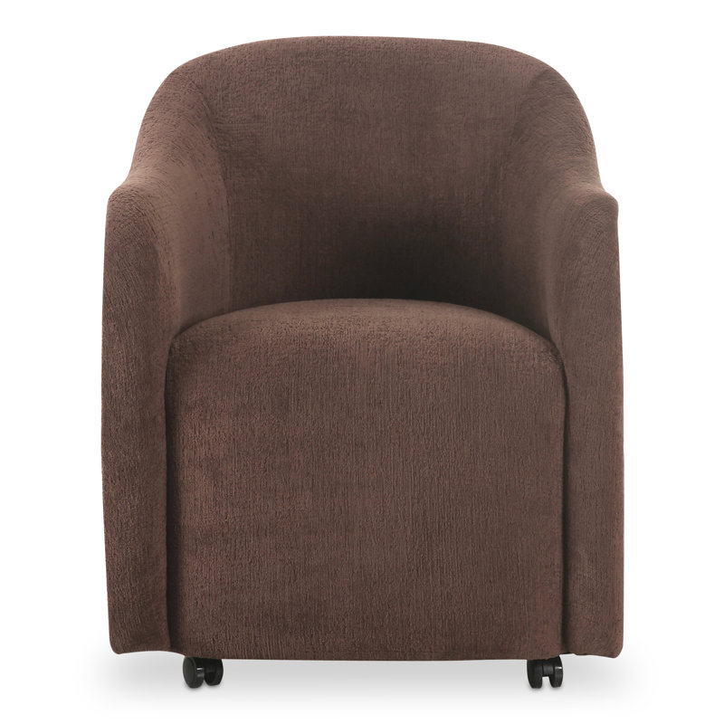 Denice Rolling Dining Arm Chair, Dark Brown Performance Chenille