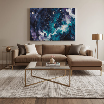 SciFi Abstract constellation maps Gray Canvas Wall Art