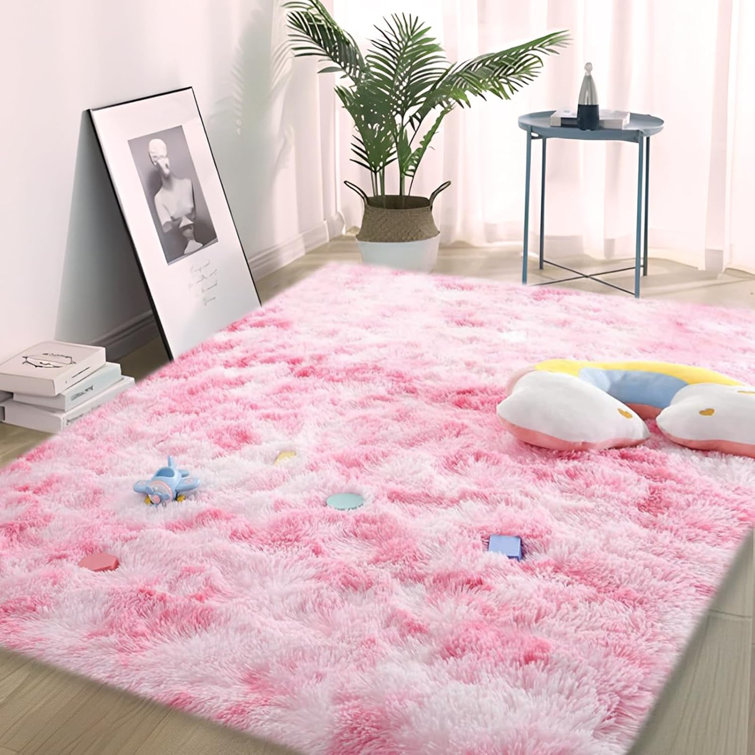 Rectangle Antonije Machine Made Shag Polyester Area Rug in Pink