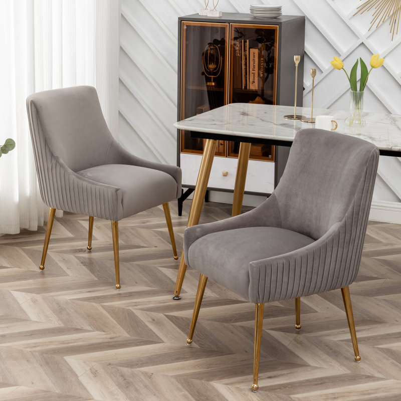 Baudel 19.7'' H Tufted Velvet Upholstered Side Chair, Gray
