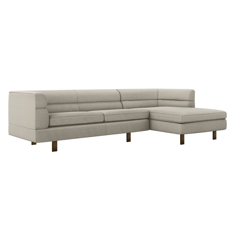 Ornette Upholstered L-Shaped Sectional, Right Hand Facing, Storm Polyester Blend, Pewter