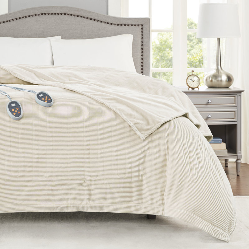 Beautyrest Electric Micro Fleece Heated Blanket, Queen, Ivory