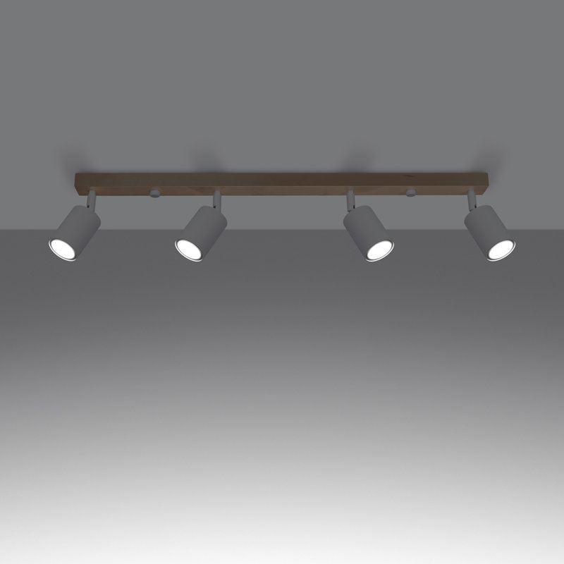 Verdo Steel Flush Mount, White/Wood, 96x65x17,5 cm, 4 Lights