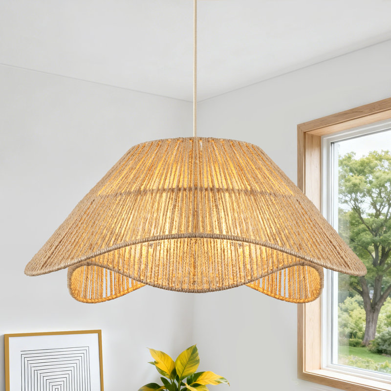 Doiker 3 - Light Boho Hand-Woven Natural Rattan Pendant Light for Kitchen Island Dining Room Living Room Entryway Hallway Foyer