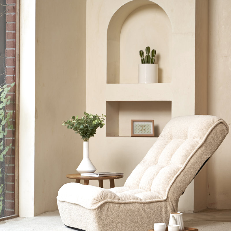 4-Segment Adjustable Chair For Bedroom, Soft Sponge, White Reclining Watching Tv, Back, Space Saving