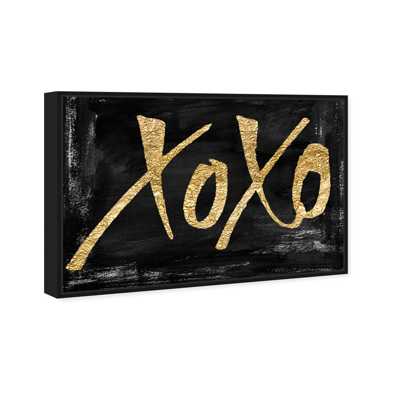 «Typographie and Quotes Black and Gold Xoxo Quotes and Sayings», reproduction d'art textuel sur toile, Toile avec cadre noir