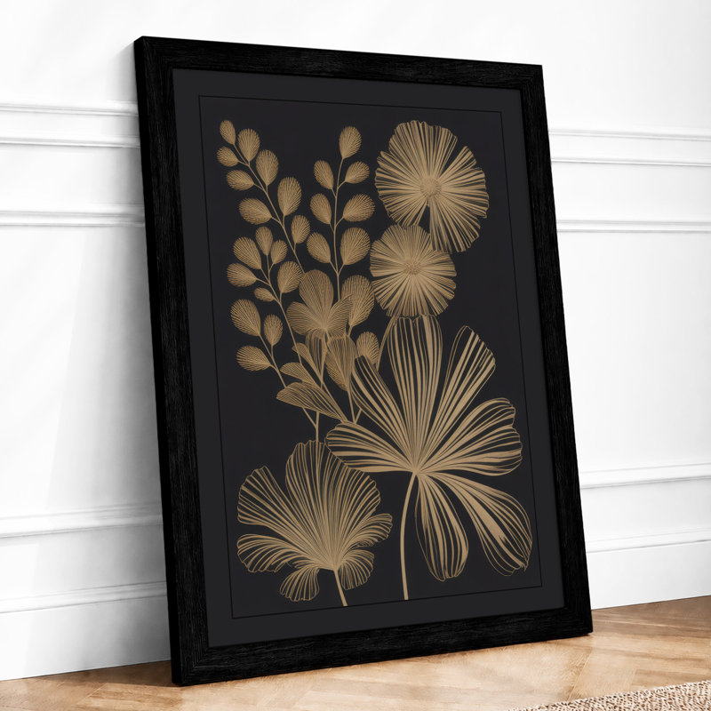 Geometric Botanica Botanical - Framed Print, A2 - 59.4 x 42.0 cm, Black