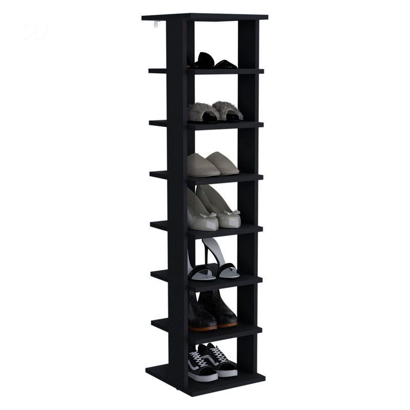 Range-chaussures mince à 7 niveaux, conception moderne pour un rangement efficace et peu encombrant, Noir