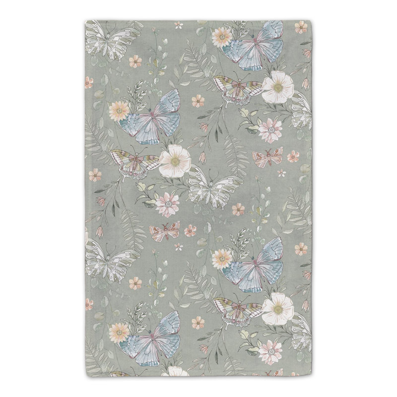 Cotton Floral Tea Towel Kitchen Towel, Green