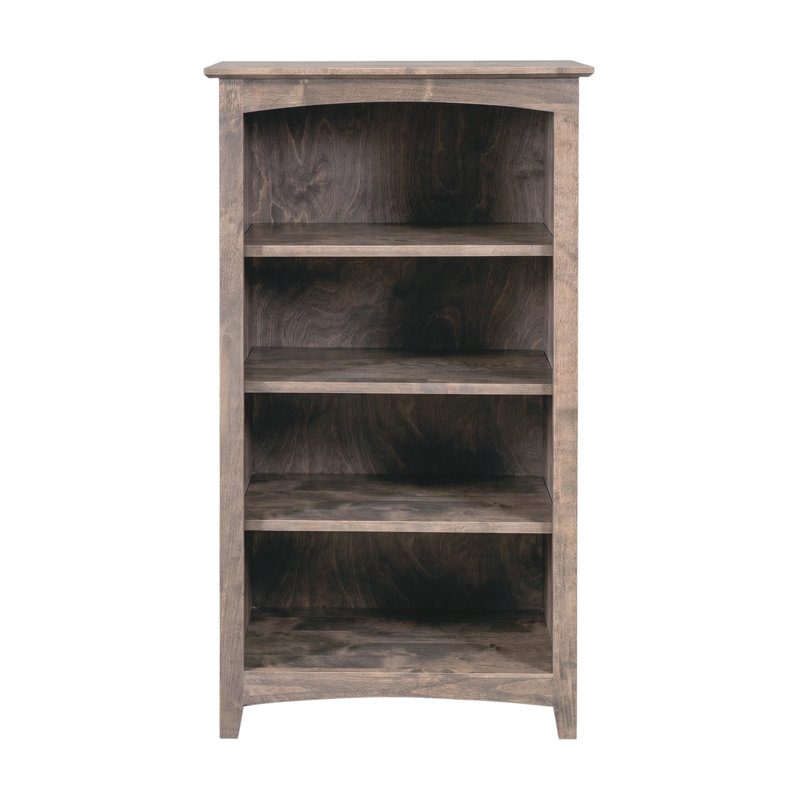 Malani 36" H Solid Wood Classic Bookcase, Driftwood, (4 Shelves) 48"H x 25.75"W x 12.875"D