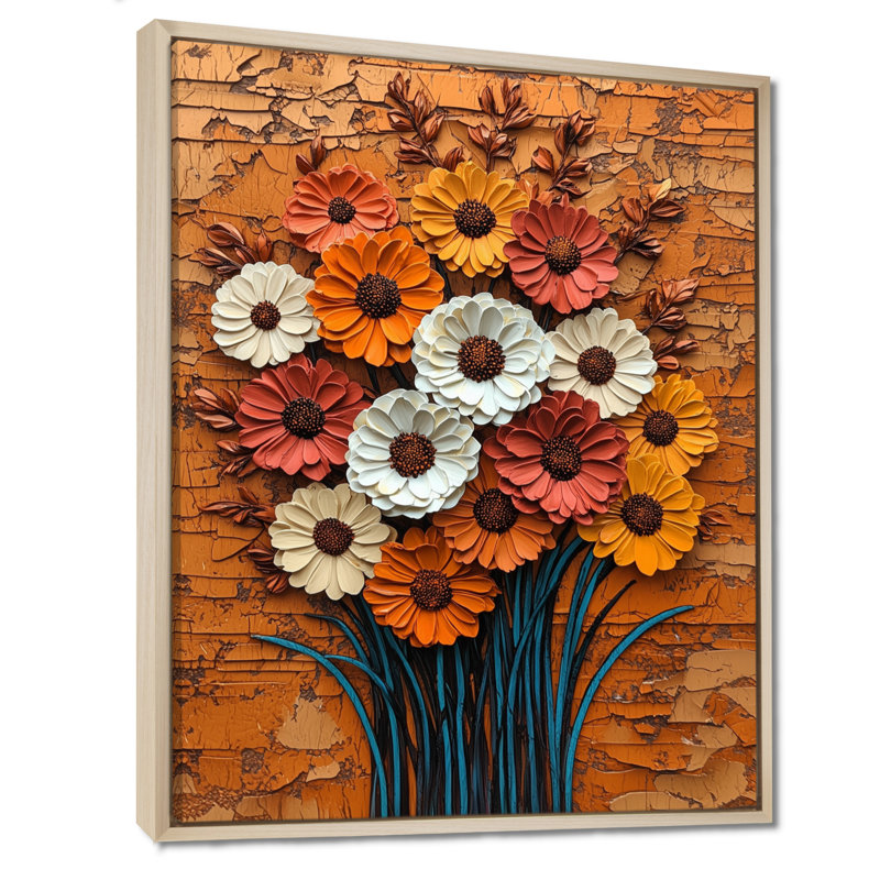 «Autumn Ranunculus Flowers Countryside», reproduction d'art sur toile, H 20 po x l 12 po, Crème, crème