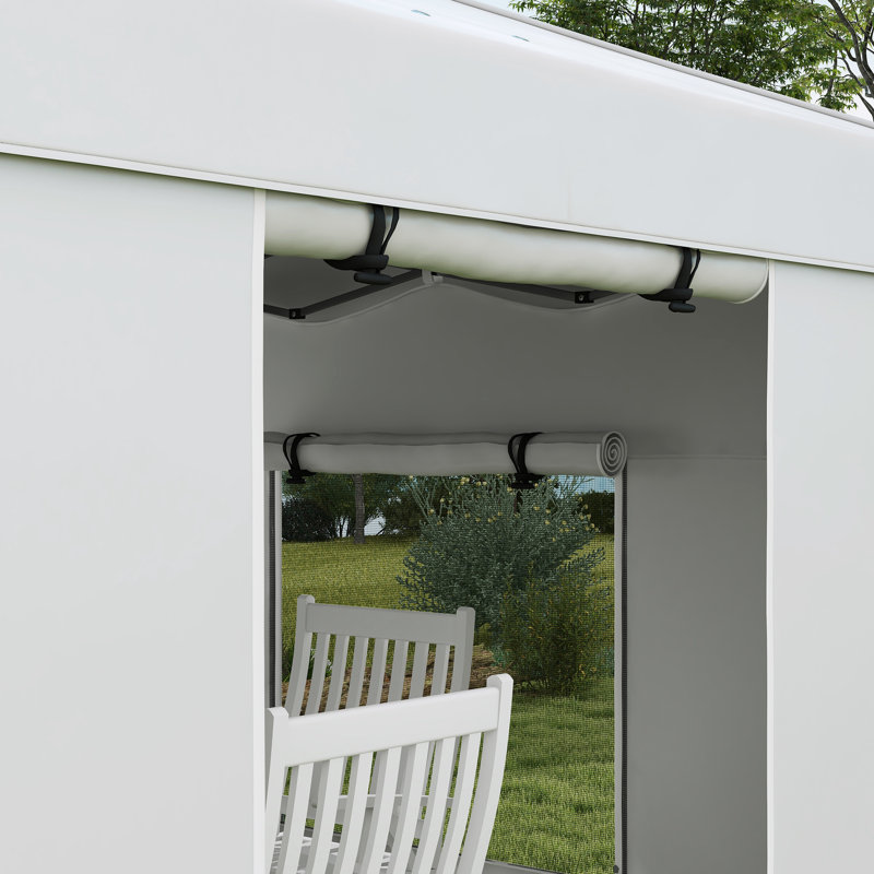 Auvent de 9,7 pi avec parois latérales - Portable pour les événements, la fête en plein air, les fenêtres à 2 mailles du vendeur, les bandes réfléchissantes, la housse de transport Uv30 +, blanc et foutre,