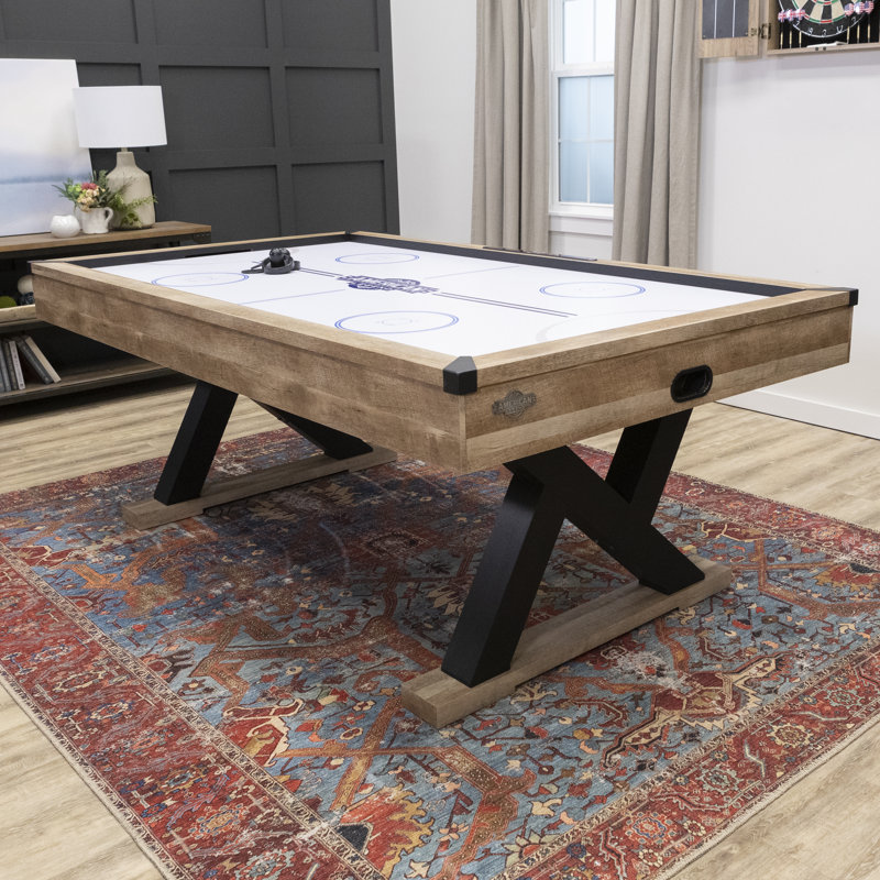 Table de hockey pneumatique de 84 po American Legend Kirkwood avec finition en bois rustique, pieds en forme de K et design moderne