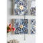 Décoration murale abstraite bleue, blanche et dorée S / 4, 9,5 po x 9,5 po