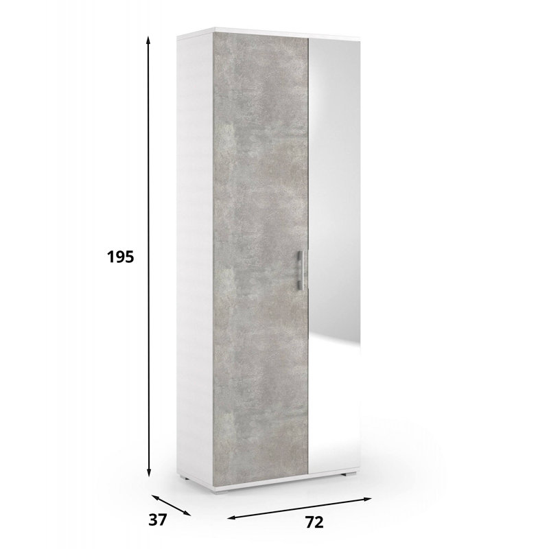 1 Door Manufactured Wood Wardrobe, Concrete