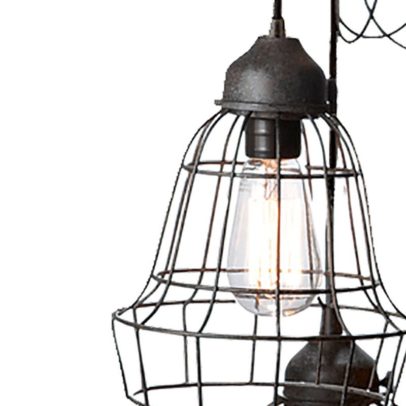 Luminaire suspendu large 5 lumières Kwanesha - Bronze huilé