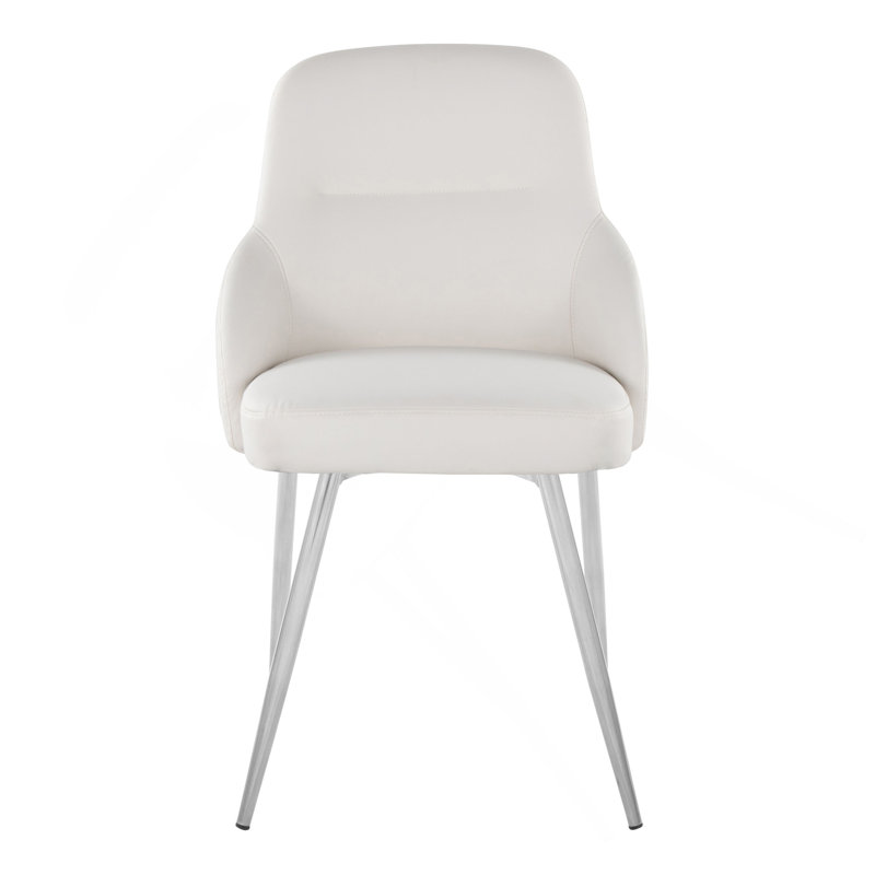 Chaise en métal chromé et similicuir - ensemble de 2, Blanc