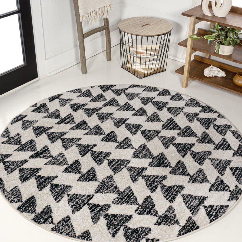 Tapis crème / noir Farnham, Rond 4 pi
