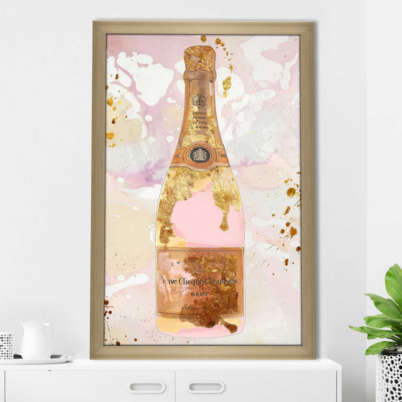 Champagne in Pink (Vertical) par By Jodi - impression, H 49,5 po x l 33,5 po x P 1 po, Encadrement champagne