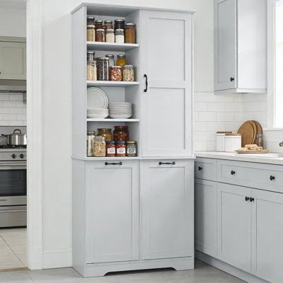 Armoire de cuisine avec armoire inclinable, tablette réglable, style autoportant