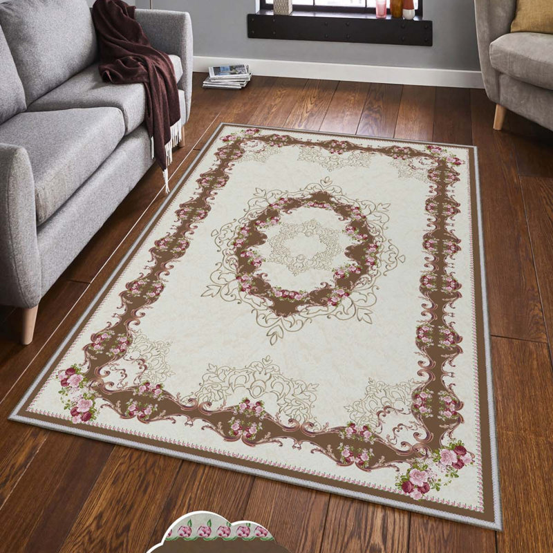 Premium Woven Area Rug, 100% Polyester, 4.6 x 7.2 ft | Antibacterial, Non-Slip PVC Dot Underside | 3D Digital Printing, Machine Washable, Pile Height: 0.3 in | Ideal for Living Room, Bedroom, and Dining Spaces