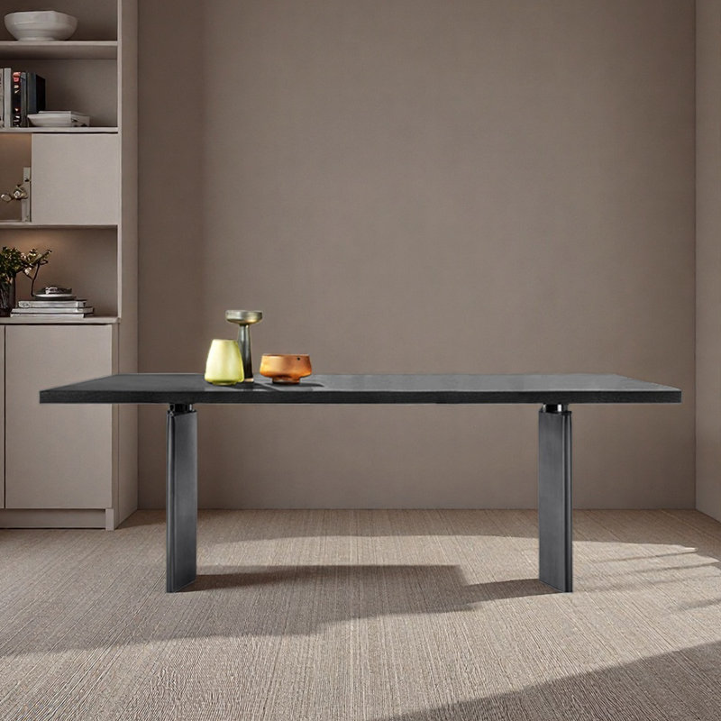 Simple rectangular desk for home use for studying, Black, 29.53" H x 78.74" W x 39.37" D