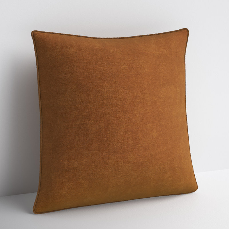 Kam Fringed Cotton Reversible Throw Pillow, Down, Terracotta