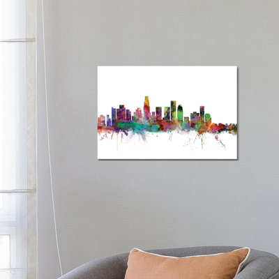 Los Angeles, California Skyline by Michael Tompsett - 1 Piece Wrapped Canvas Wall Art