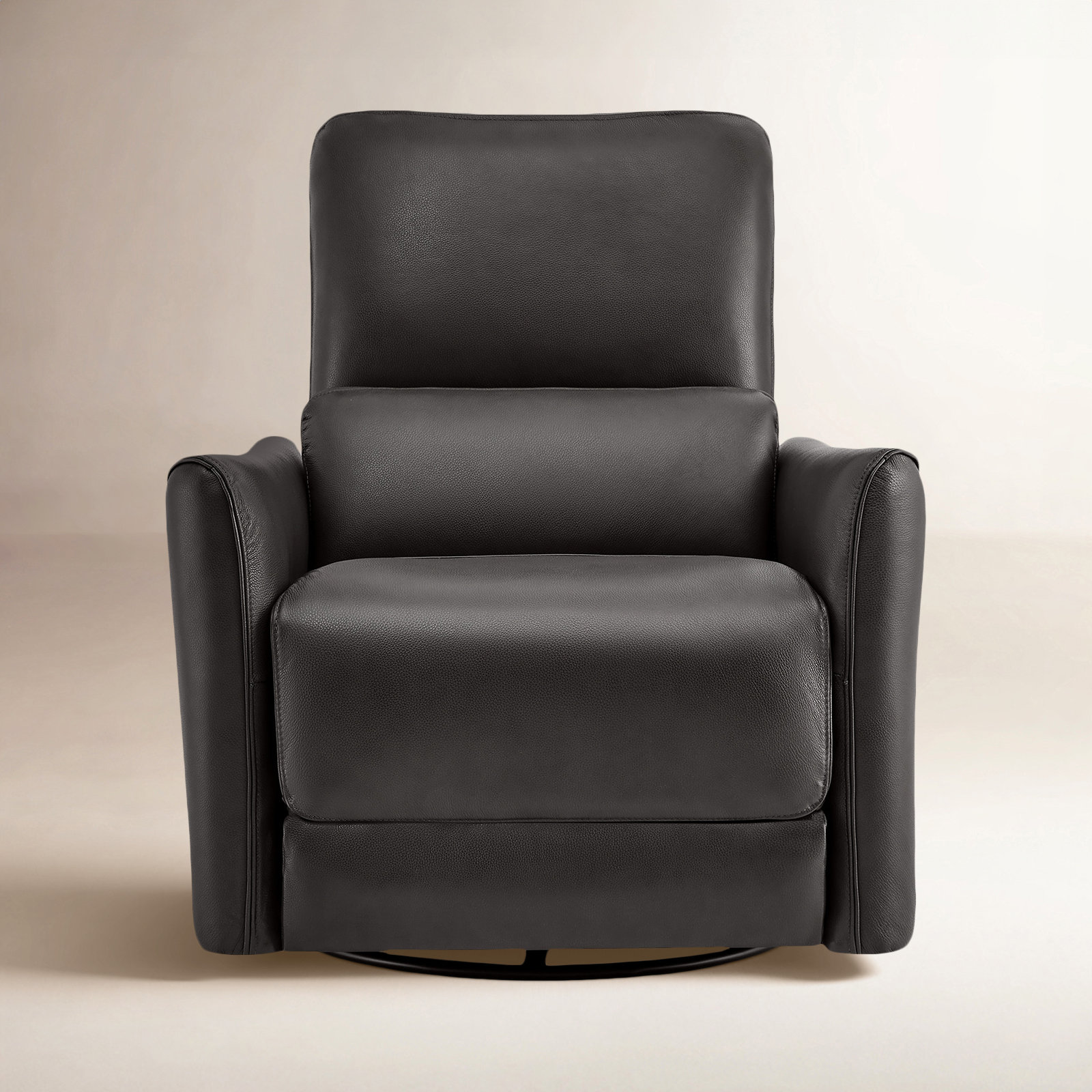 Santo 33" Genuine Leather Swivel Power Recliner, Impression Dark