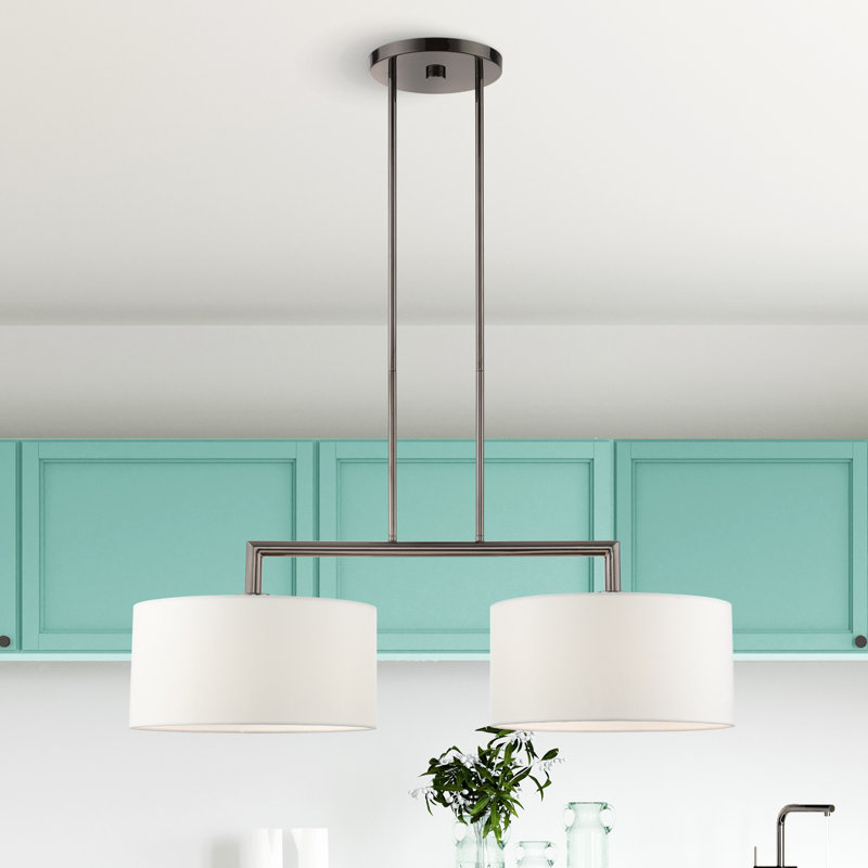 Luminaire suspendu pour îlot de cuisine 2 lumières Konur , Noir chromé