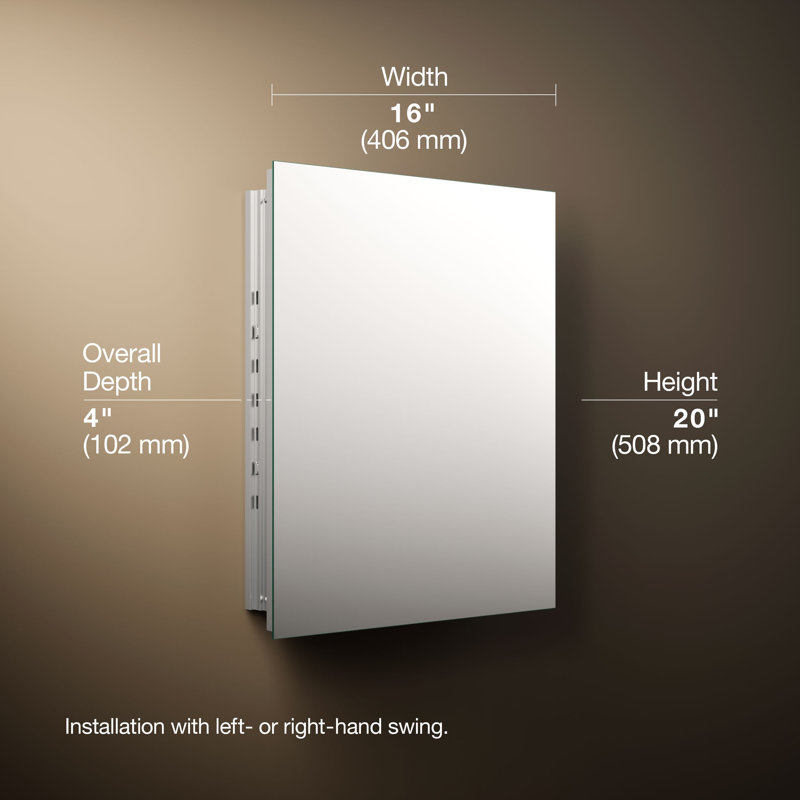 Embark Premium  Rectangular Medicine Cabinet, 20" H x 16" W x 4" D