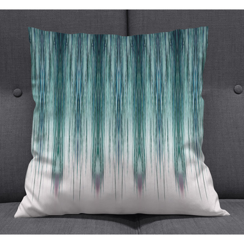 Throw Pillow With Insert, 16"H x 16"W, White/Green Striped/Abstract 1
