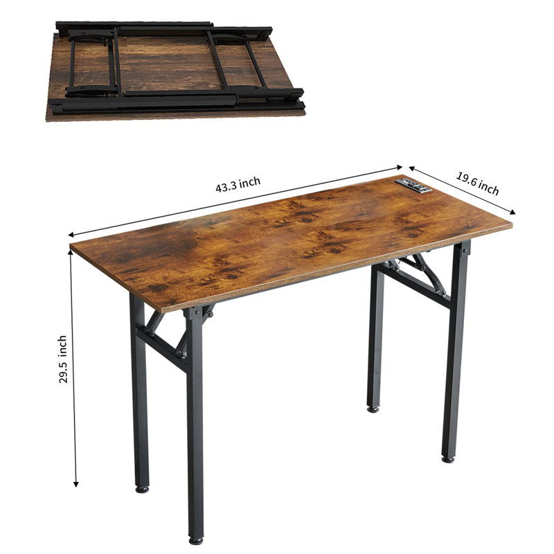Ladonnia Folding Writing Desk, Bulid-in Outlet, 29" H x 43.3" W x 15.7" D