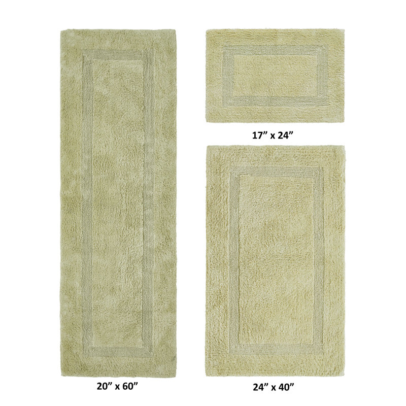 Annerose Premium 100% Cotton 3 Piece Bath Rug Sets, Machine Washable, Super Absorbent & Tufted Weave Reversible Bath Mat for Bathroom, Shower, and Tub, Oeko-Tex Certified Bathroom Rugs