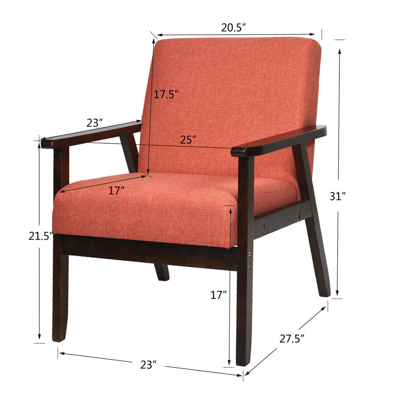 Avanelle 63.5Cm Wide Linen Armchair, Orange 100% Linen