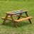 Takuo Convertible Wooden Sand and Water Table for your Toddlers Outdoor Playset Featuring 2 Play Box and a Removable Top that Transforms into Kids Picnic Table - Teak Stained