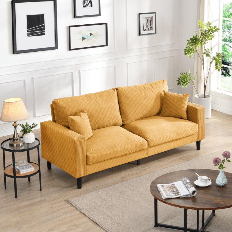 Canapé 74 po haute résilience 74 po, Orange, H 34,71 po x l 74,91 po x P 30,81 po