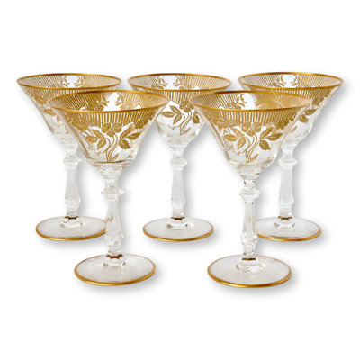Coupés de cocktail Art déco ornés
