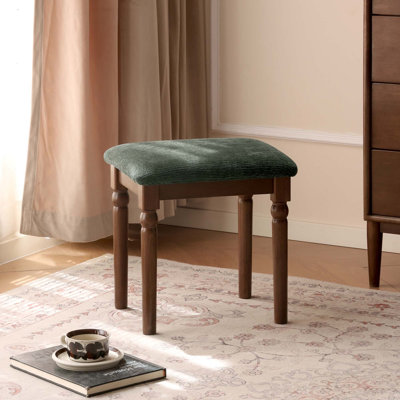 15.75''W Traditional Solid Beech Makeup Stool with Turned Legs