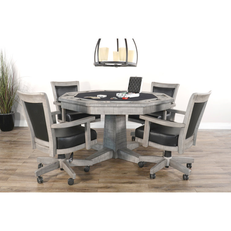 Eric 53'' 8 - Player Mahogany Reversible Poker Table with Chairs