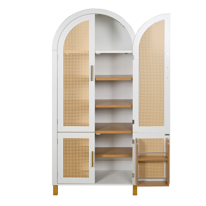 Armoire de rangement autoportante en rotin, White