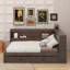 Lit de jour en bois pleine grandeur avec tablettes, DEL et lit gigogne-1434138184