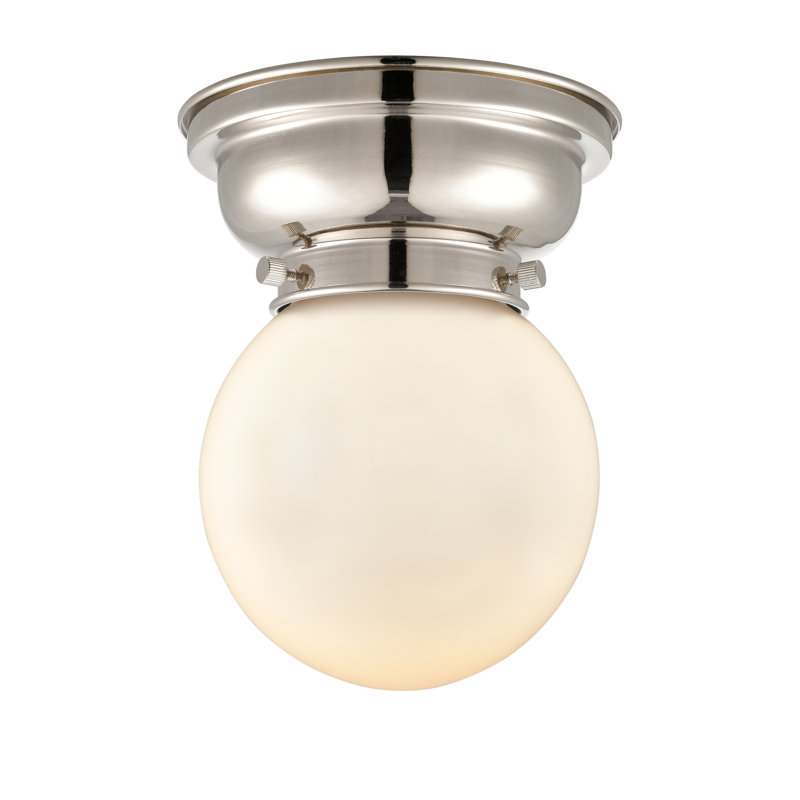 Plafonnier encastré en verre Lorri, Blanc mat, Ampoule non incluse, Nickel poli