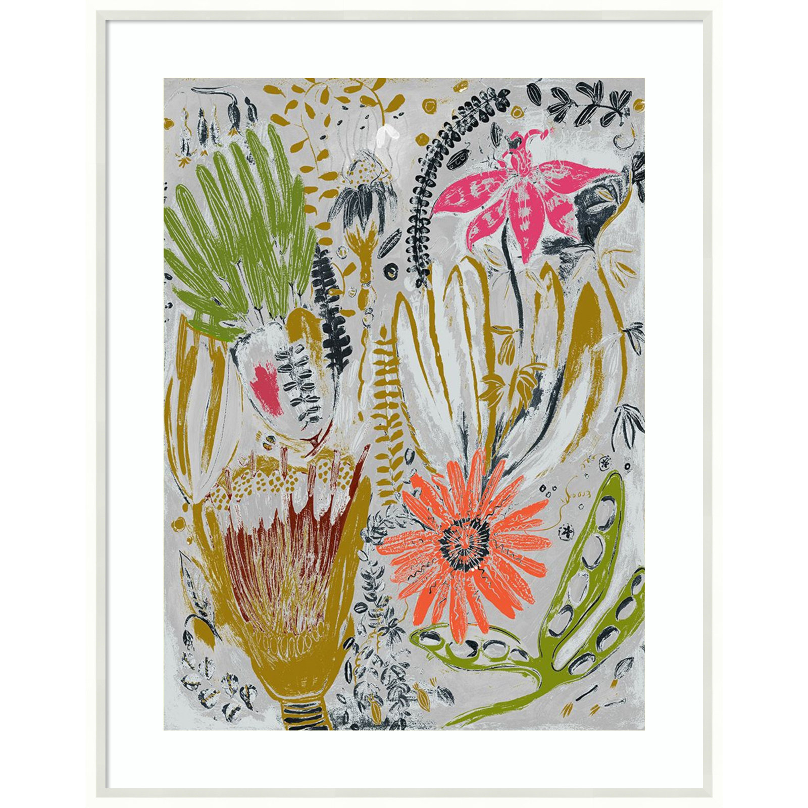 Tropical Blooms by Maya Woods, White, 26" W x 33" H