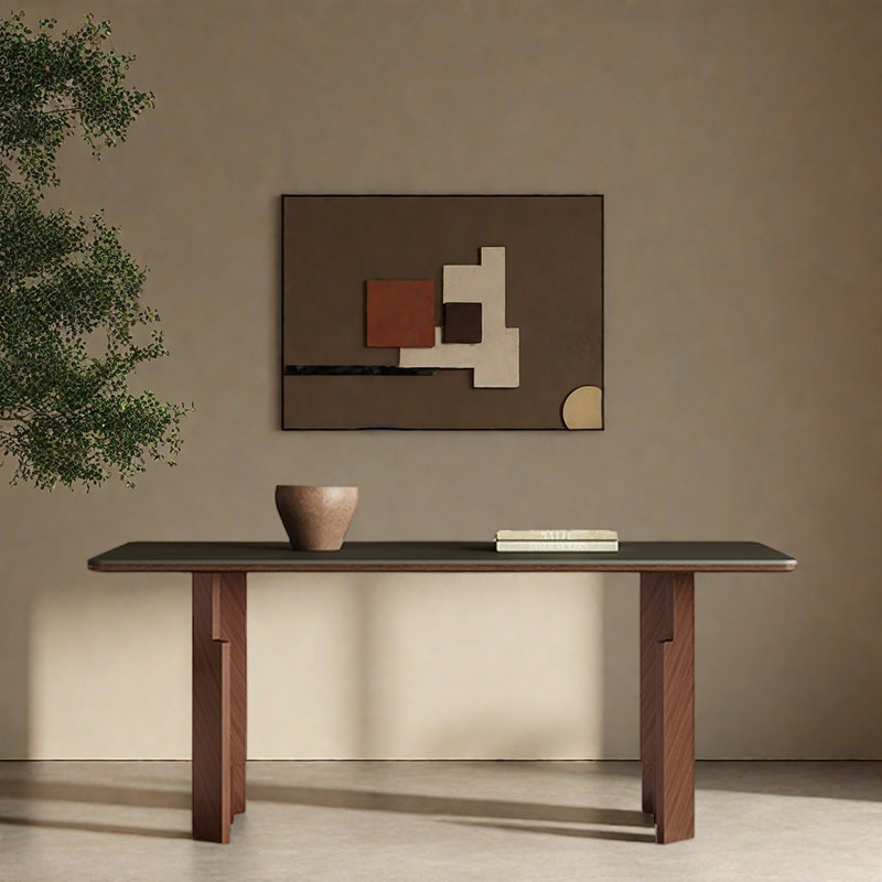Fully support rectangular modern dining table, 29.52"H x 55.11"L x 31.49"W