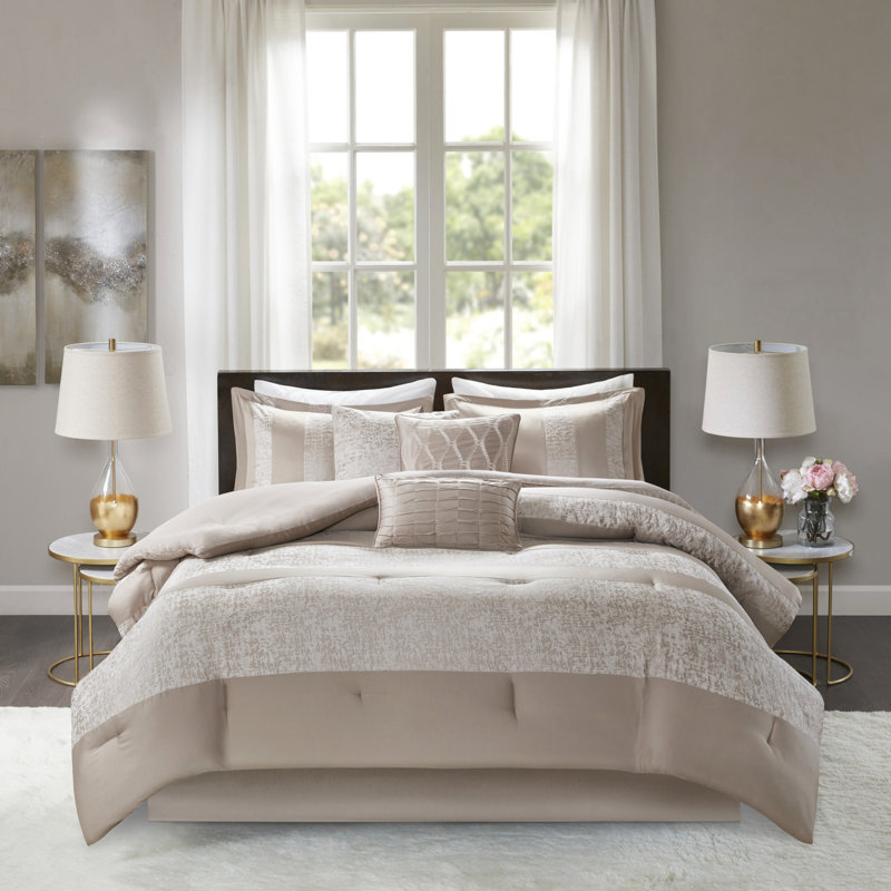 Très grand lit en chenille de luxe - taupe 7 pièces